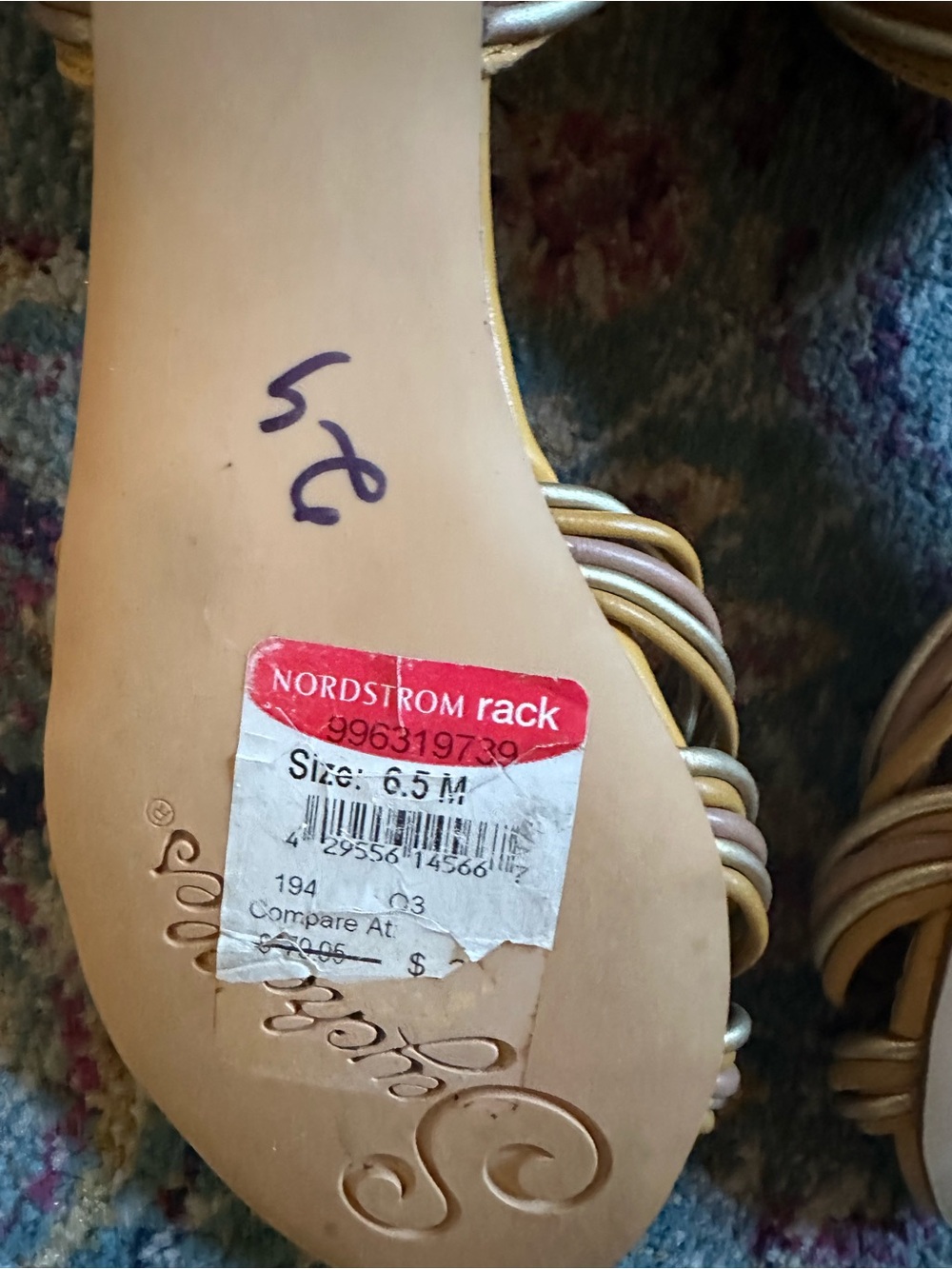 Seychelles Mustard Yellow & Gold accent Knotted Flat Sandals. Size 6.5 - Picture 8 of 8